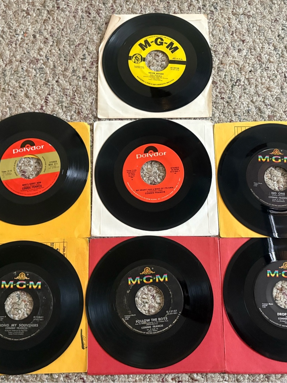 Lot Of 7 Connie Francis 45 RPM Vinyl Records 60s 70s Pop VG